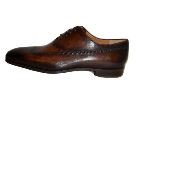 Magnanni Trey Square Toe Wingtip Oxford Brown Leather Size 40 21890 - Picture 4 of 10